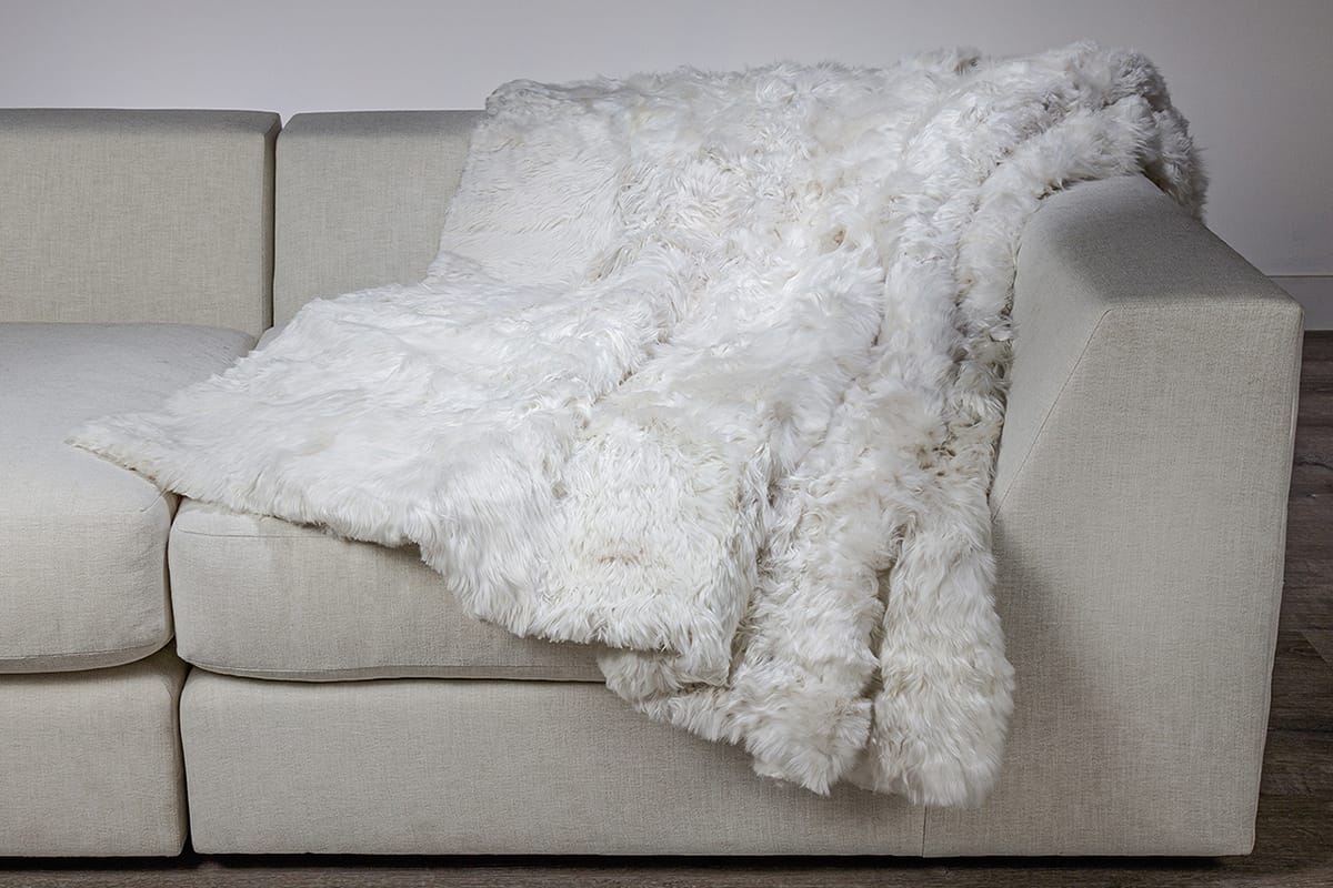 White Alpaca double sided throw